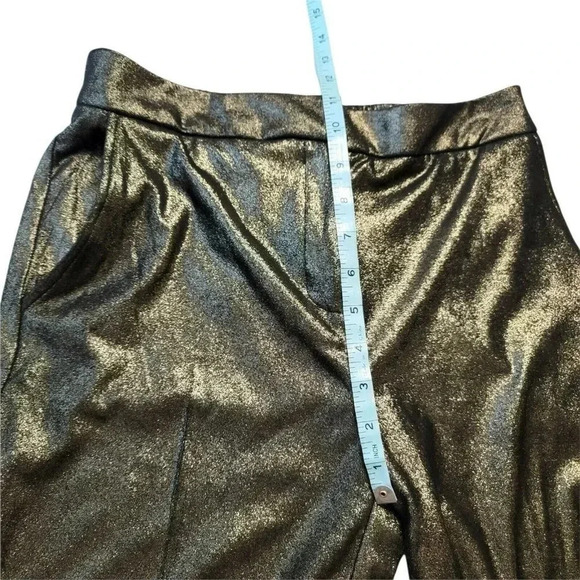 Joie Pant wide Leg Coated Black Polish Gold Size 4 back waistband Elastic NWT - Picture 8 of 12